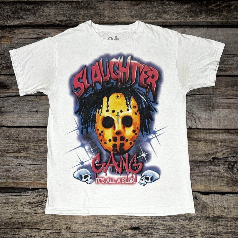 21 Savage Slaughter Gang Graphic T-shirt Men Medium White Tour Merch Rap Music